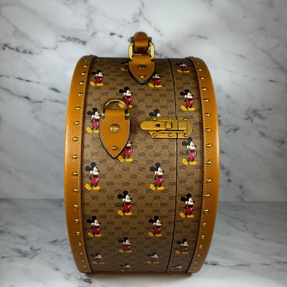 Gucci Disney Hat Box Mickey Mouse GG monogram travel trunk bag Luggage Rare - Picture 11 of 16